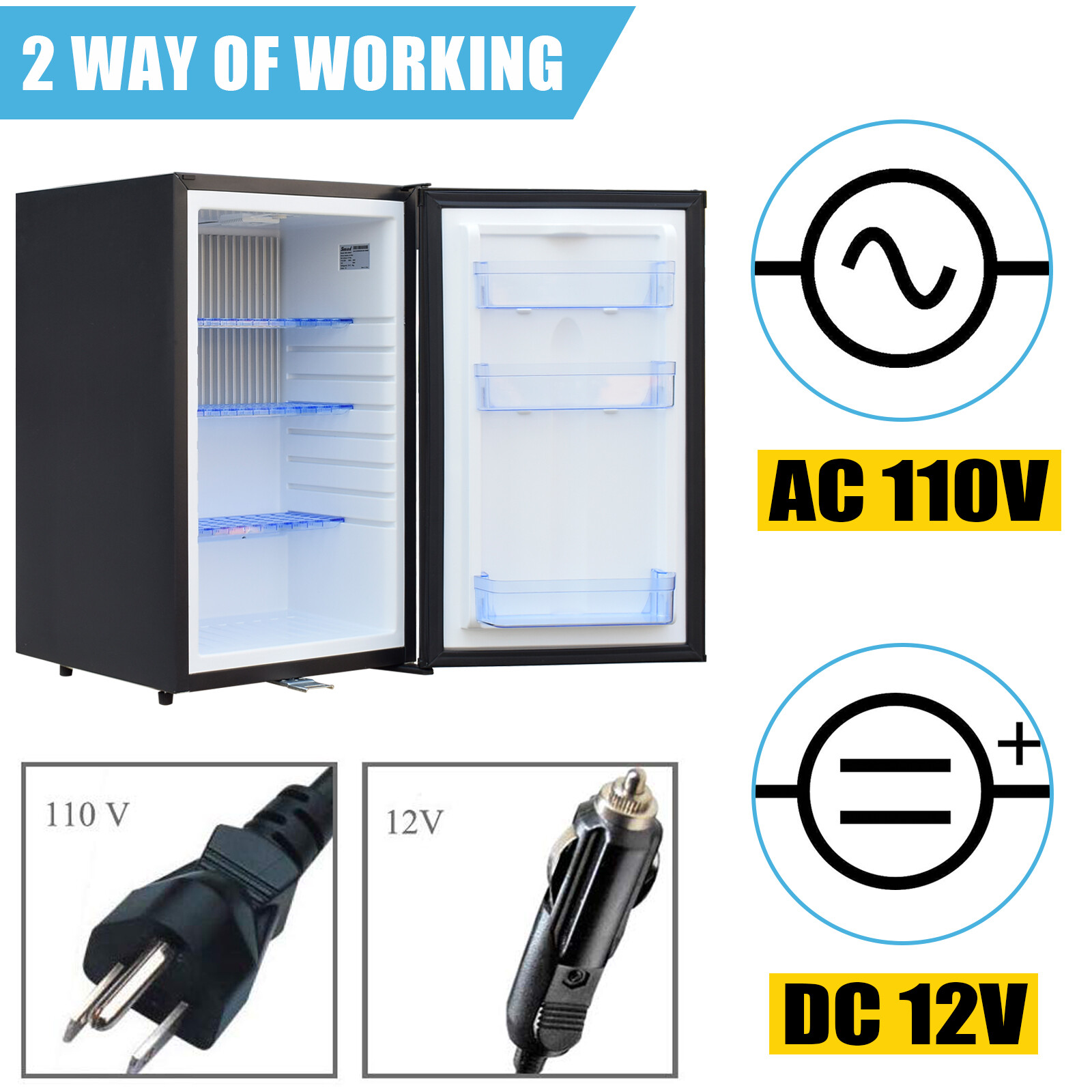 1.1-1.7cuft Mini Refrigerator Truck RV Cooler Compact Camping 12V Fridge AC DC