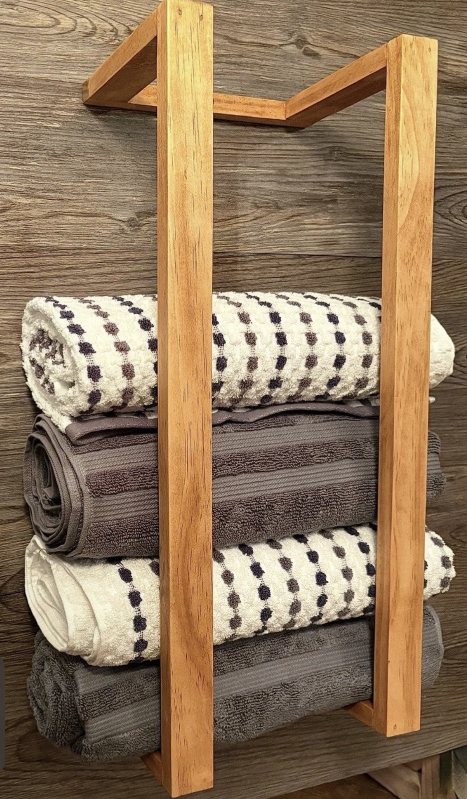 Handcrafted Wood Towel HolderDecorative Bathroom Accessory Homemade