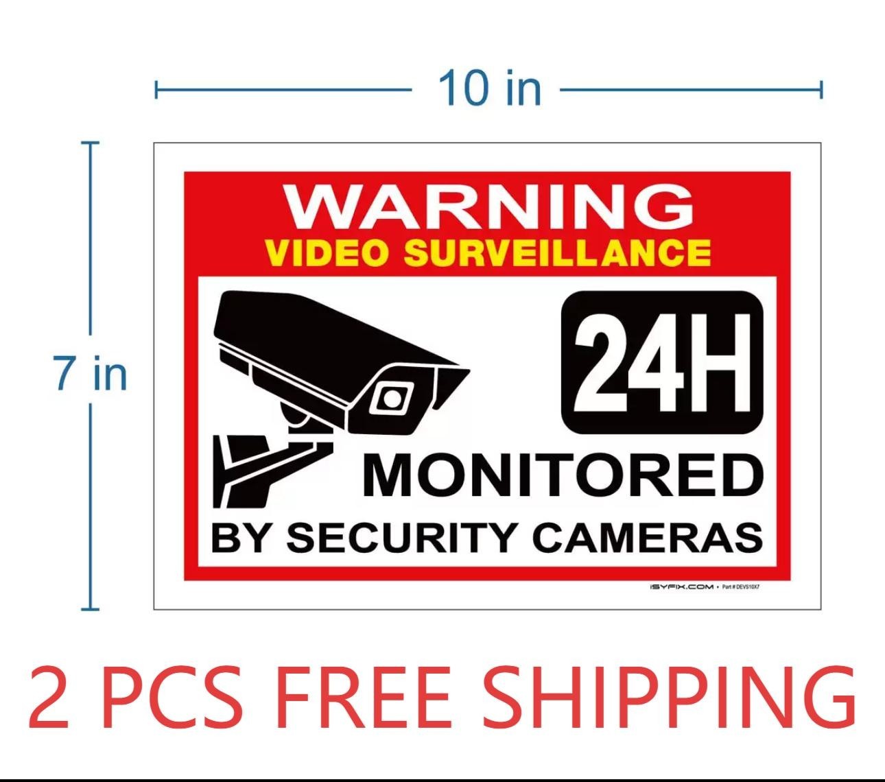 2 Pack Security Video Surveillance Burgler Sticker Decal Warning Sign Camera 10"