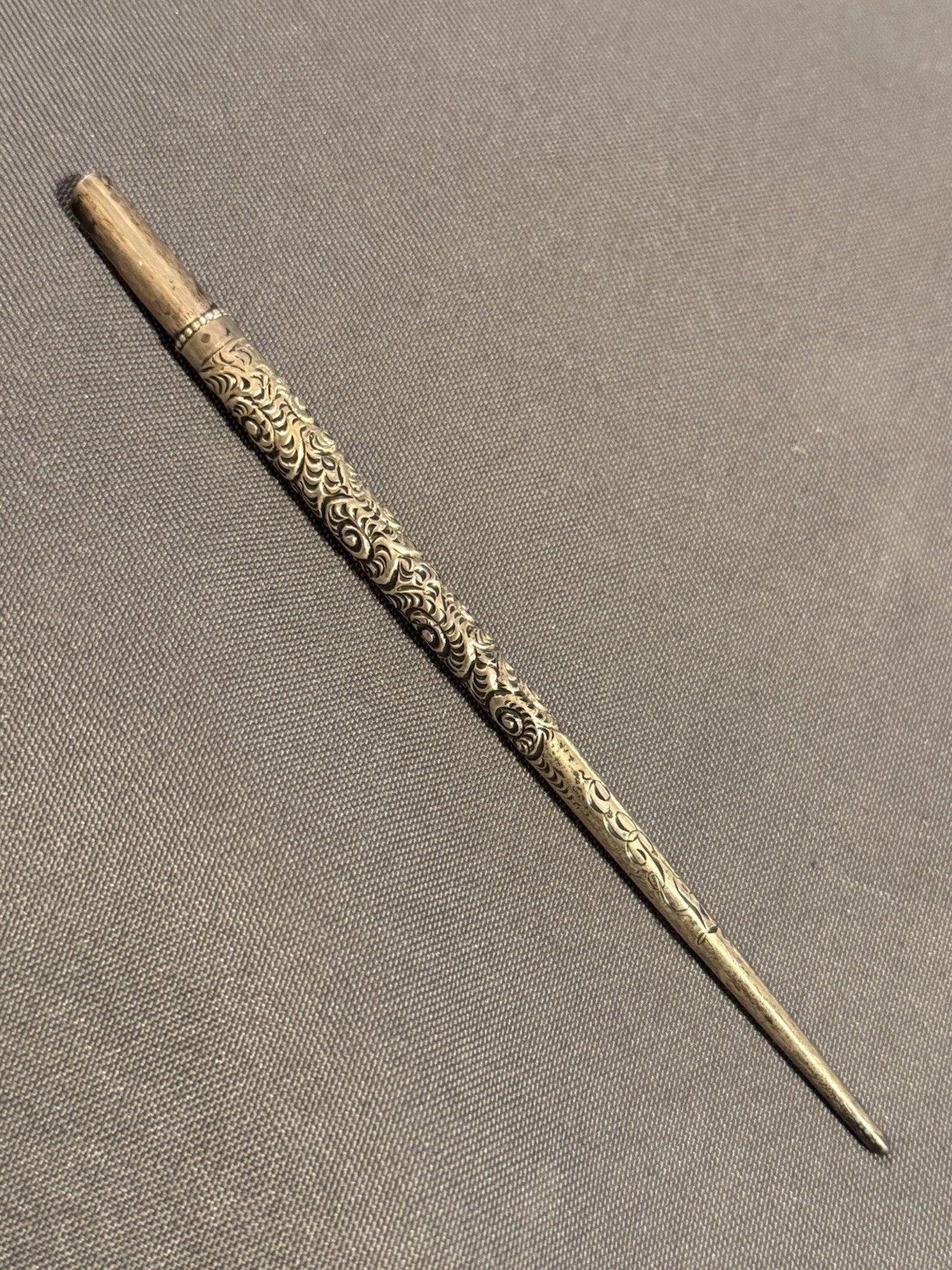 Antique Ornate Sterling Silver Dip Pen Holder quill inkwell