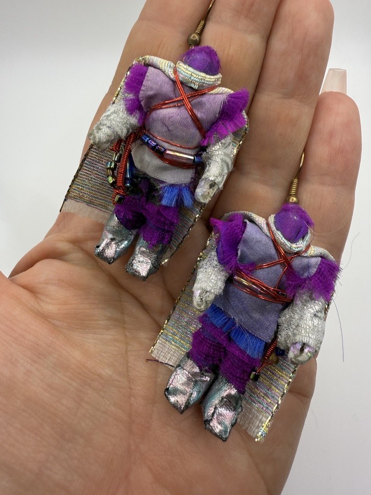Vintage Unsigned Robot Warrior Handmade Earrings
