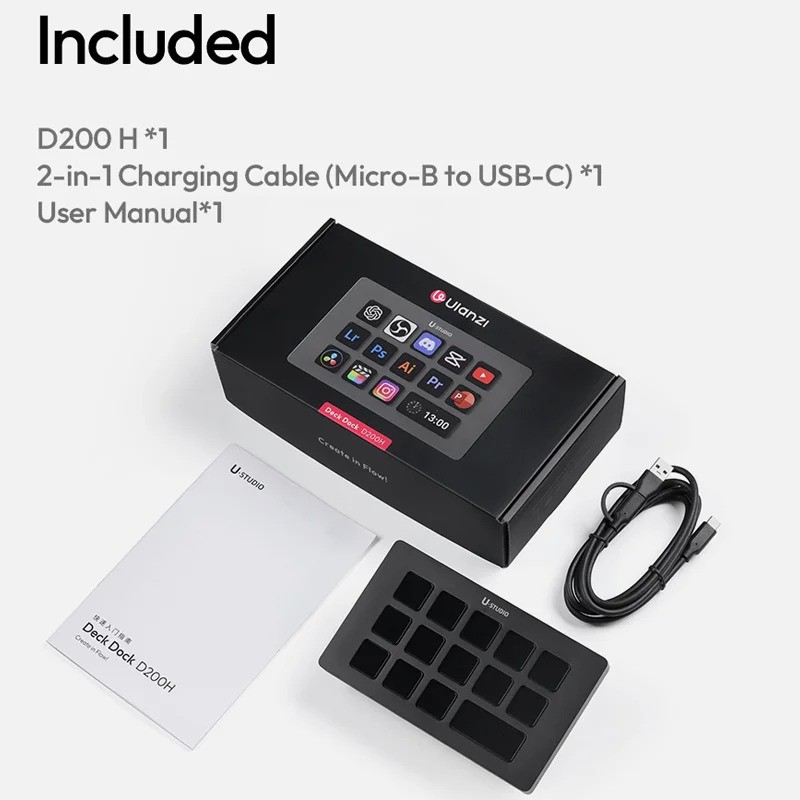 Ulanzi D200H Deck Dock Streaming Controller 7-In-1 Visual Keyboard Creative Hub