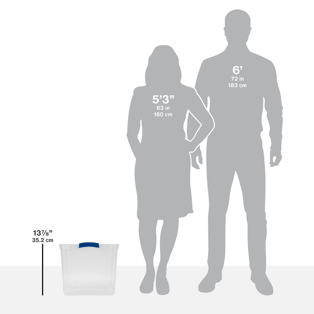 Sterilite 66-Quart Clear Plastic Large Storage Bin, 6-Pack