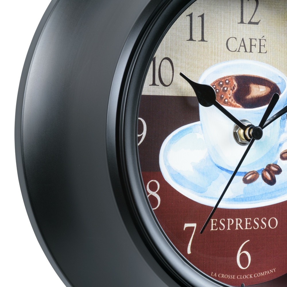 404-3623C La Crosse Clock Co. 9" Cafe Plastic Analog Wall Clock