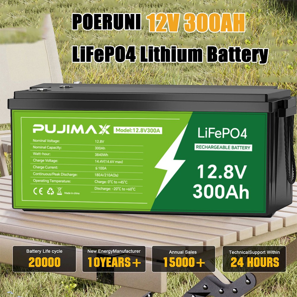 300AH 12V LiFePO4 Lithium Battery 15000 Deep Cycle BMS for Solar RV Off-grid NEW