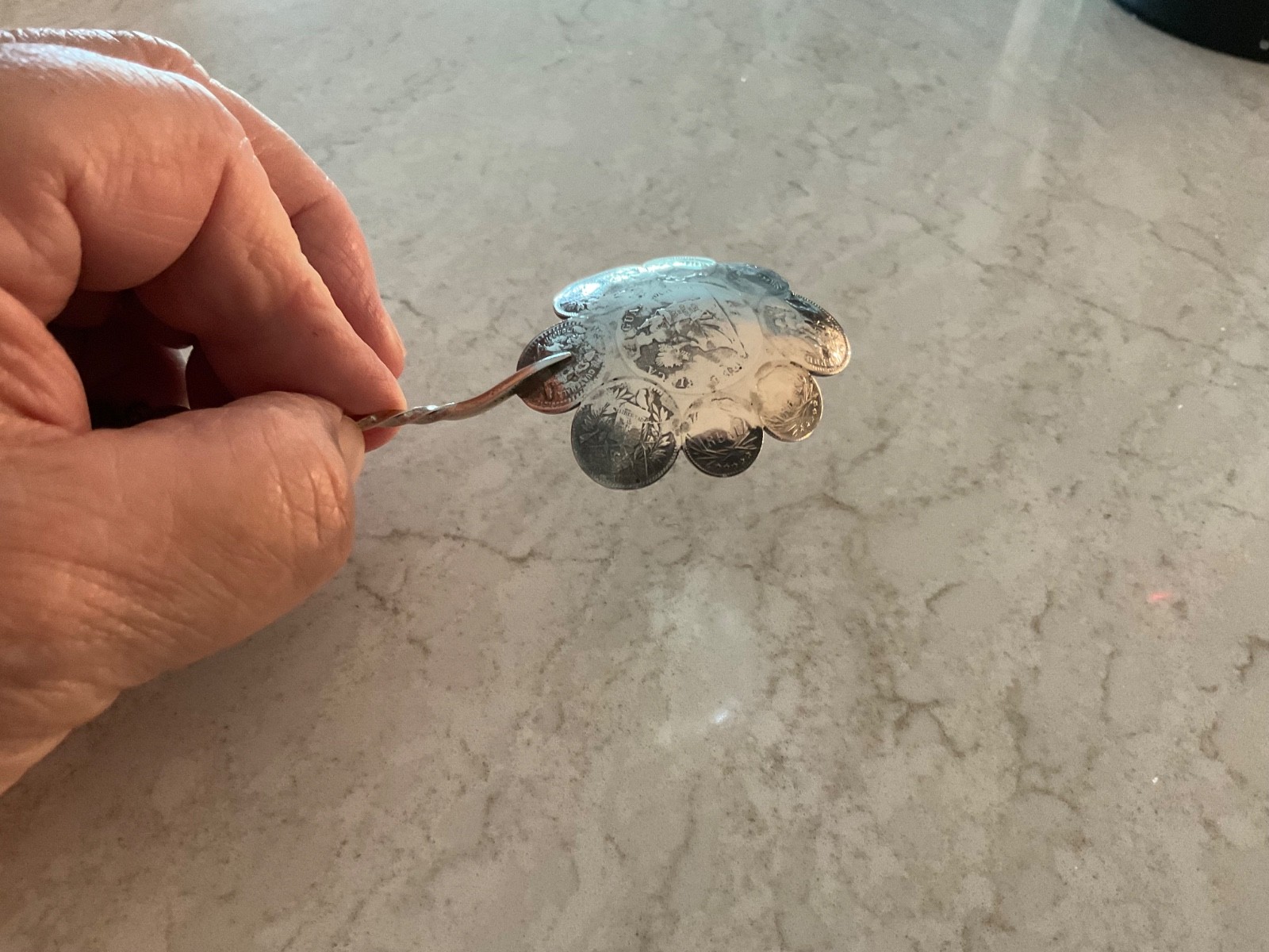 RARE ONE OF A KIND ANTIQUE GUATEMALAN SILVER COINS MADE INTO A SPOON