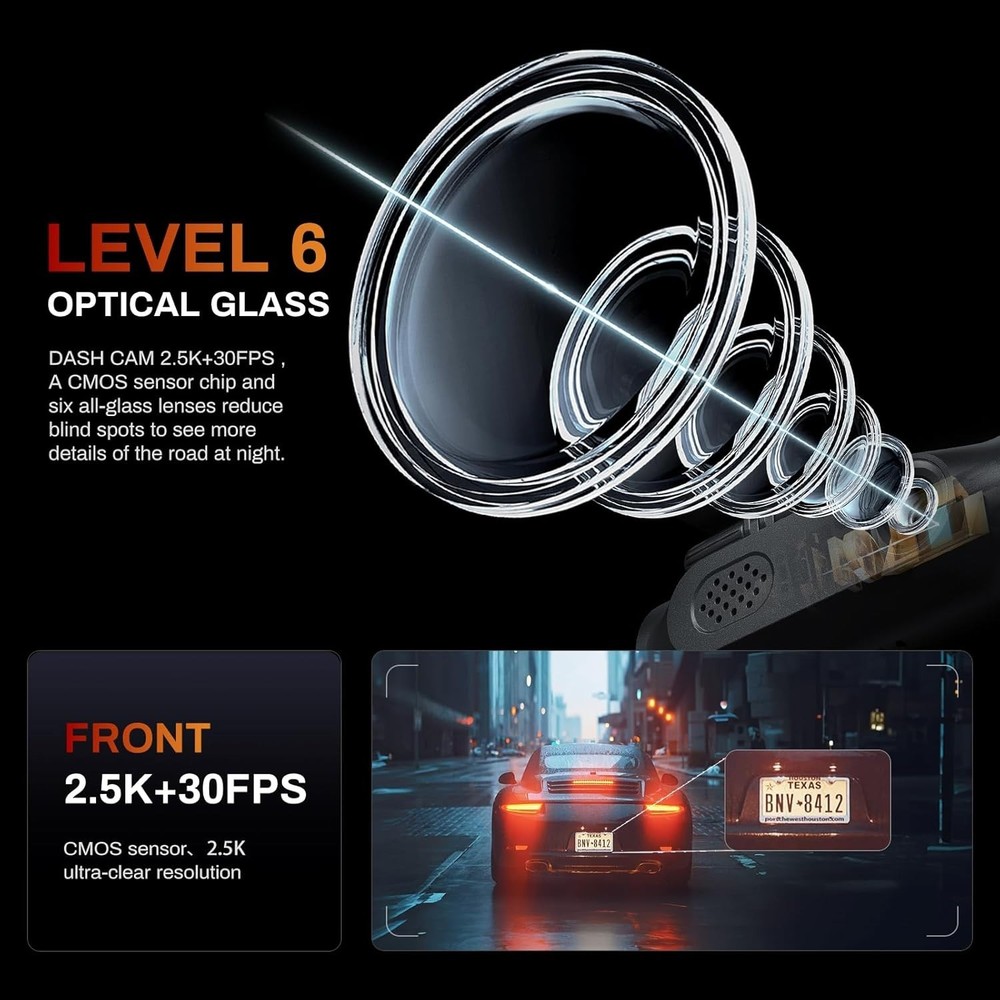 Wireless 2.5K Dash Cam with App Control & Night Vision Technology