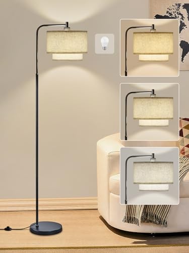 64" Modern Floor Lamp for Living Room Bedroom, Floor Lamp with 3 Color Black