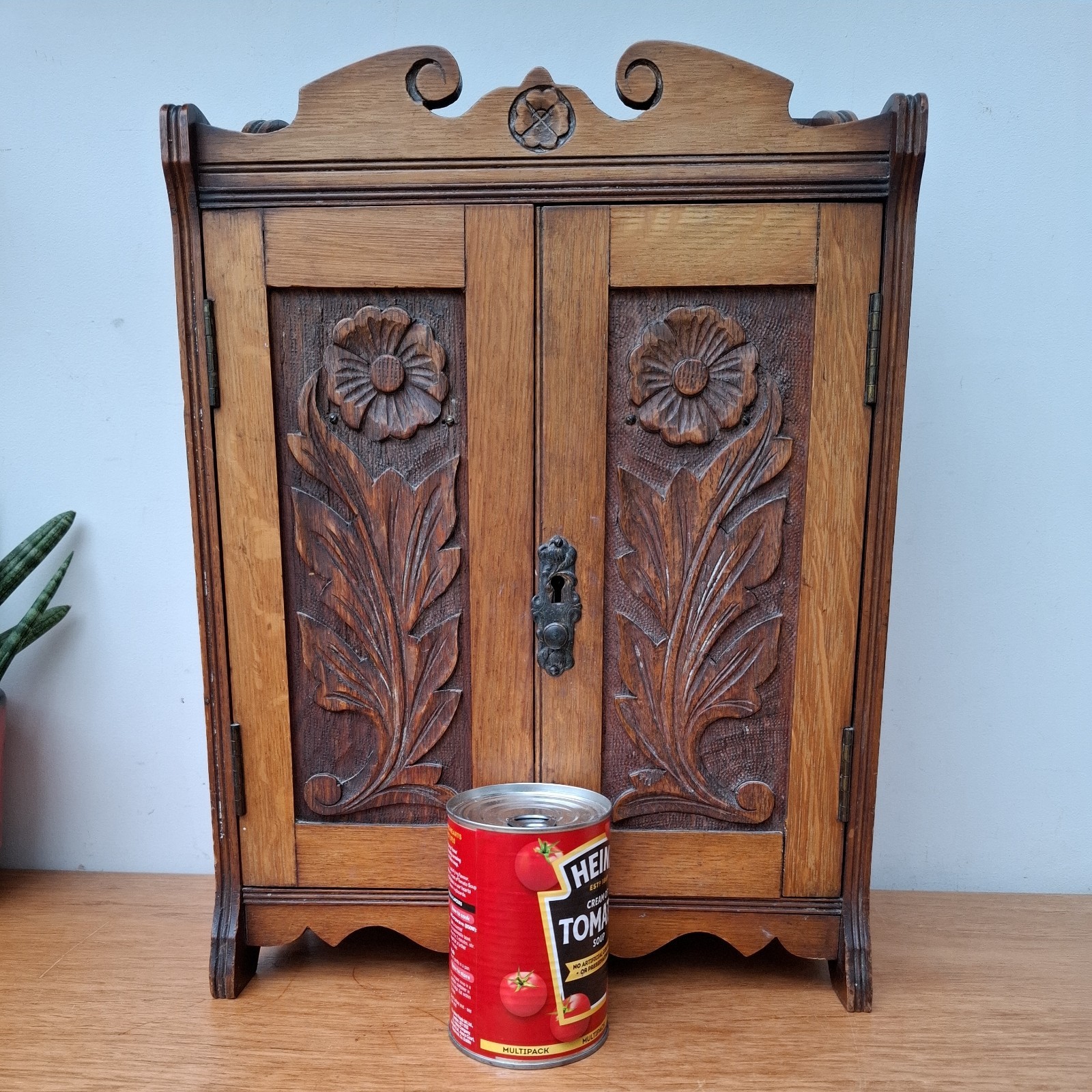 Vintage Antique Edwardian Arts and Crafts Wooden Smokers Cabinet 2 Drawers 32cm