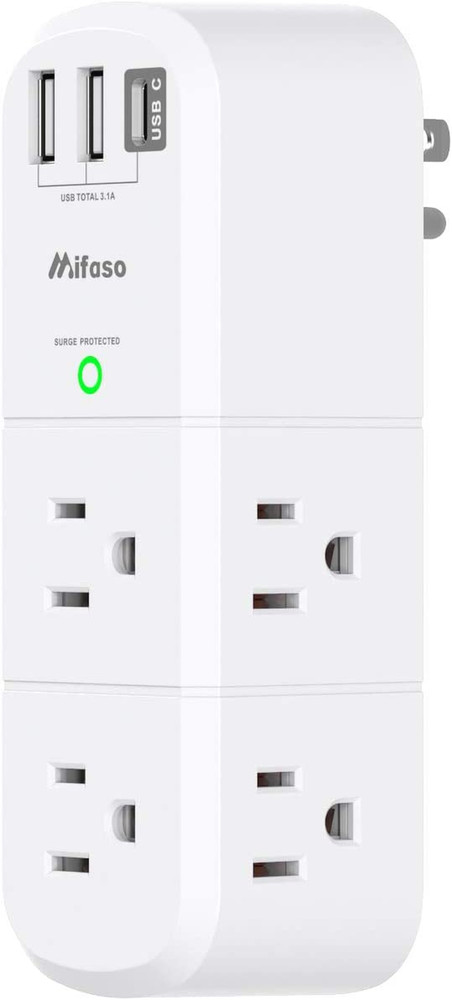 Outlet Extender with Rotating Plug, Surge Protector 6 AC Multi Plug Wall Outlet