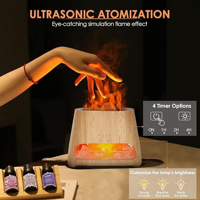 2-in-1 Essential Oil Diffuser & Himalayan Salt Lamp 150ml Humidifier