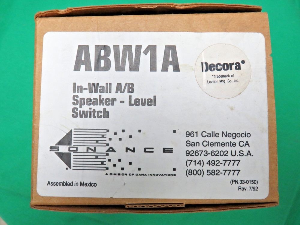 Sonance ABW1A Decora In-Wall A/B Speaker - Level Switch