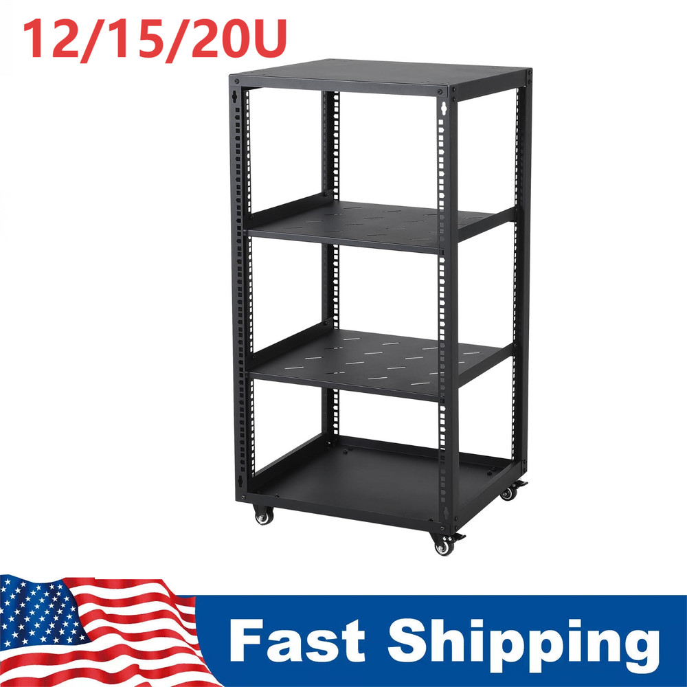 12U 15U 20U Open Frame Server Rack Network Rack with Casters Floor Standing Wall