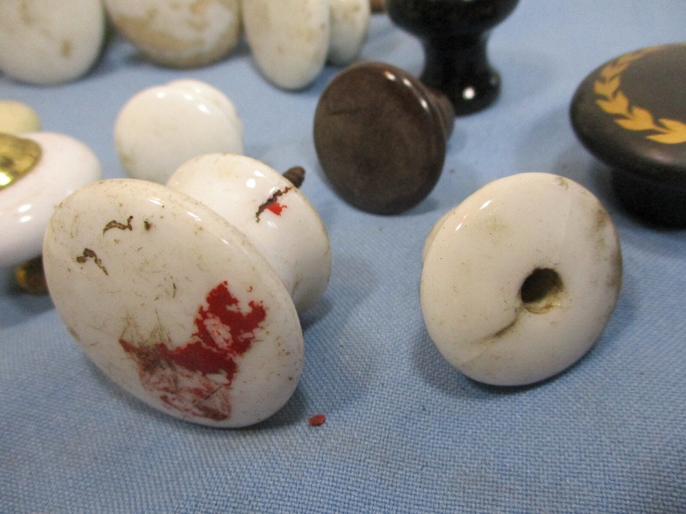 23 Porcelain Knobs / Pulls - Antique & Vintage - Nice, Worn, Used Condition