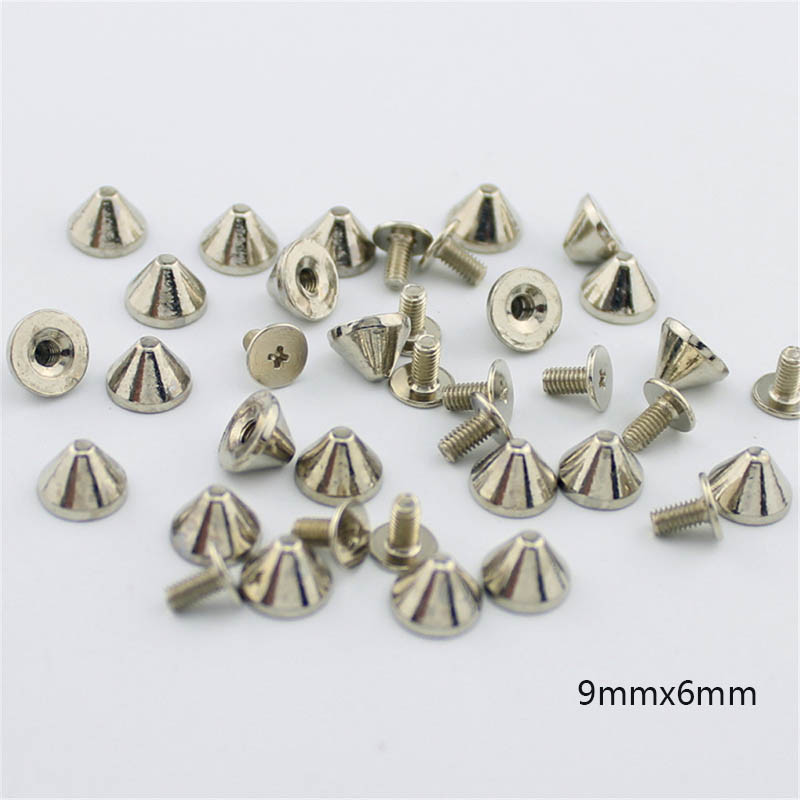 20 50pcs Silver Spots Cone Screw Metal Studs Leather craft Rivet Bullet Spikes