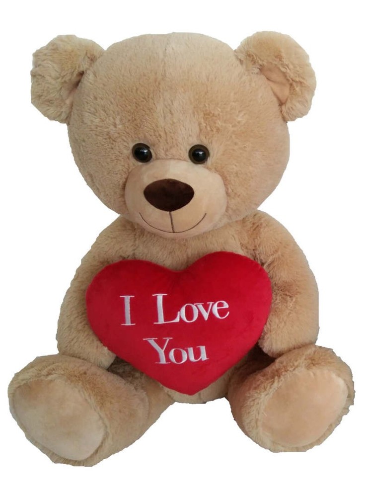 BEIGE HEART BEAR PLUSH 80CM