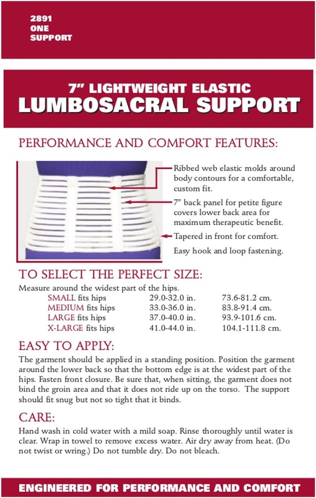 OTC Lumbosacral Support, 7-inch Lower Back, Lightweight Medium, White