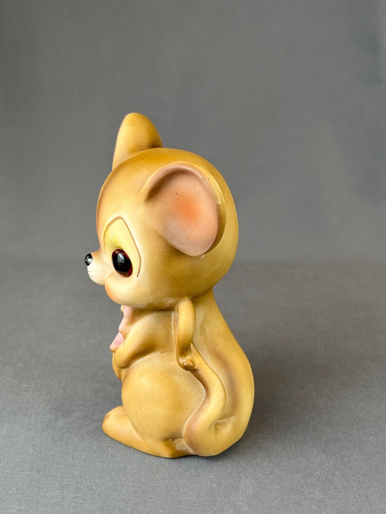 Vintage Josef Original MOUSE WITH PINK BOW 6" Ceramic Night Light ~ Working