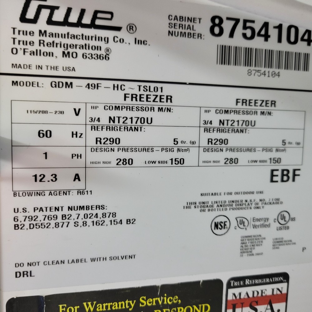 Freezer Merchandise USED 2 dr 2016 TRUE GDM-49F