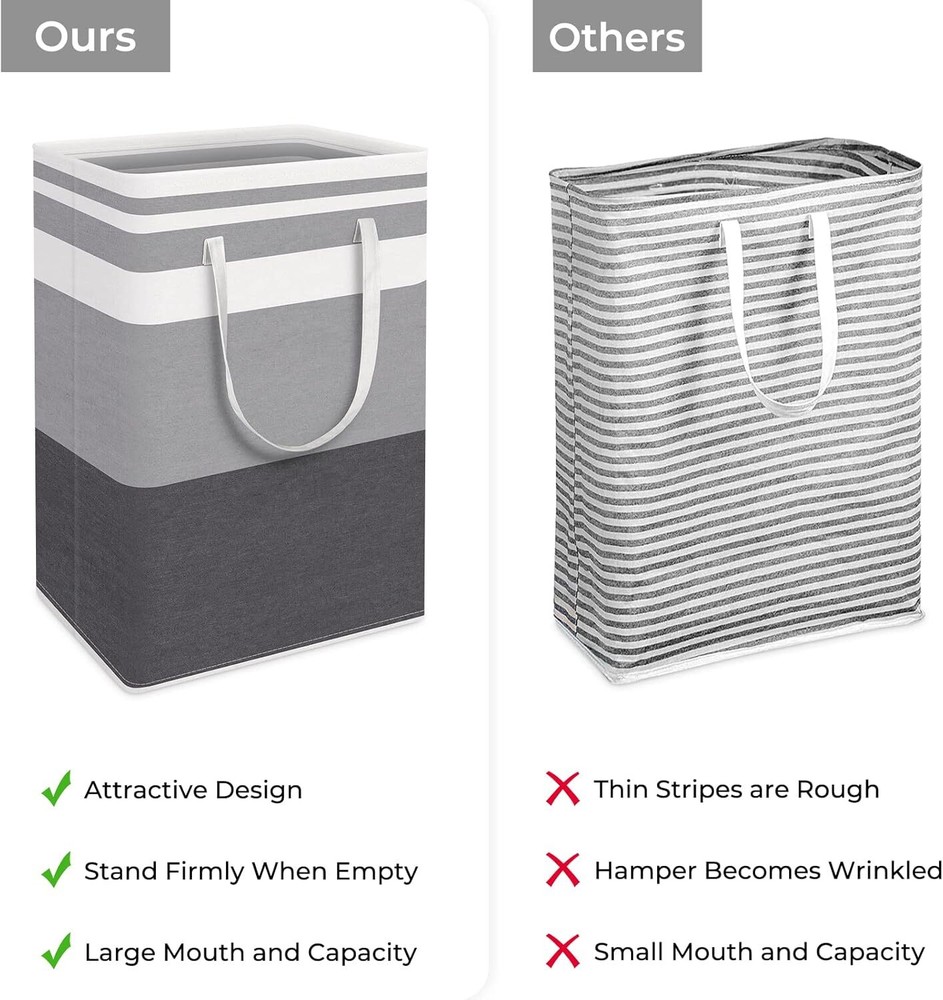 HomeHacks 2-Pack Large Laundry Basket, Waterproof, 75L, Gradient Grey