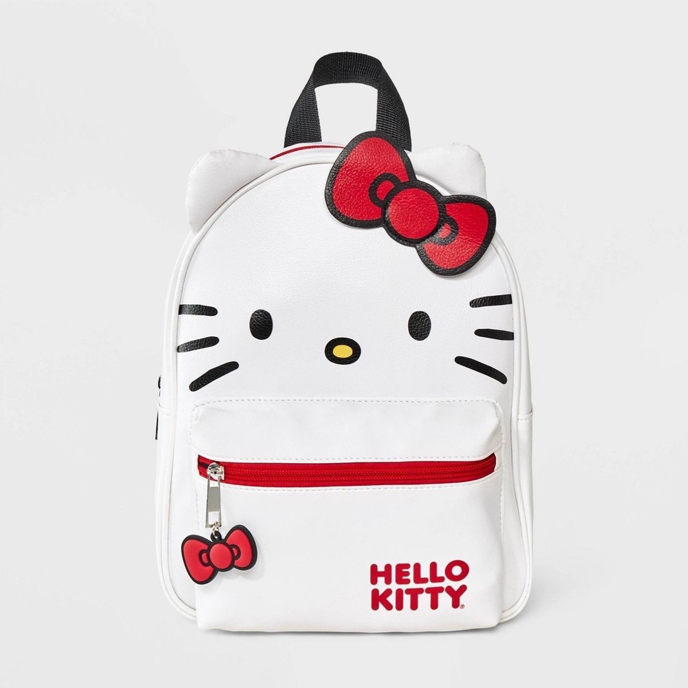 Hello Kitty Face White Mini Backpack Red bow New