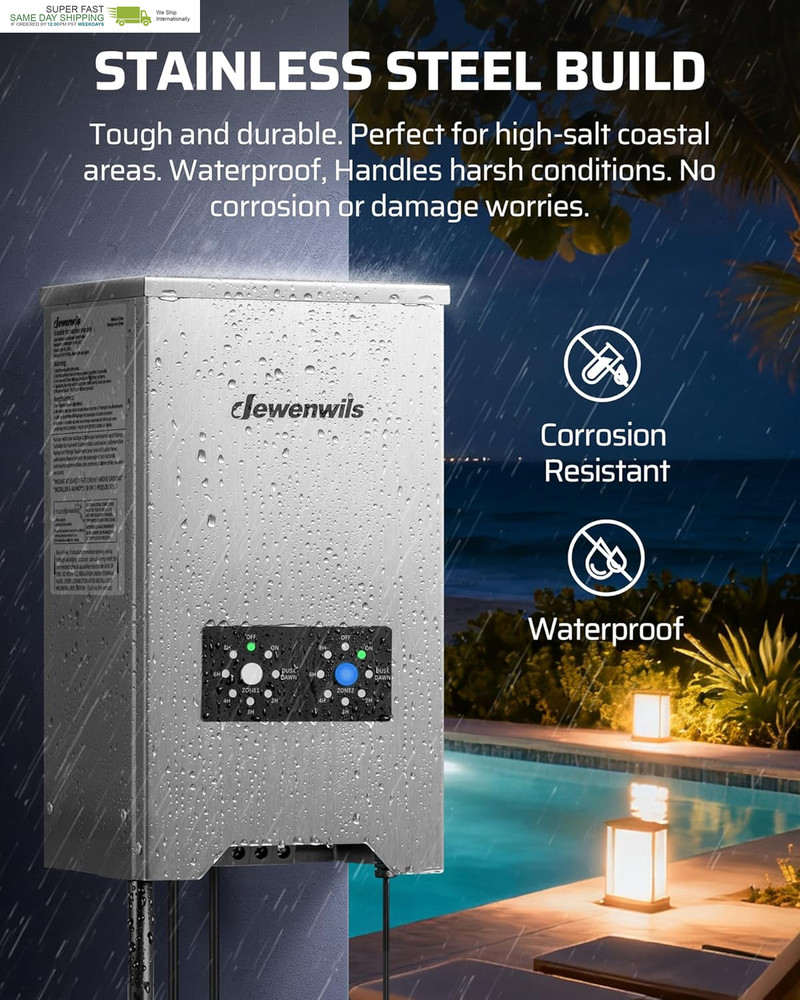 600W Low Voltage Landscape Transformer with 2-Zone, Landscape Lighting Transform