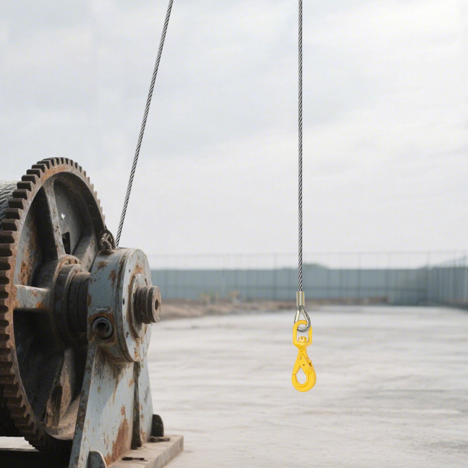 Winch Cable Carbon Steel Core Wire Rope 3/8"x150' 12566lb Self Lock Swivel Hook