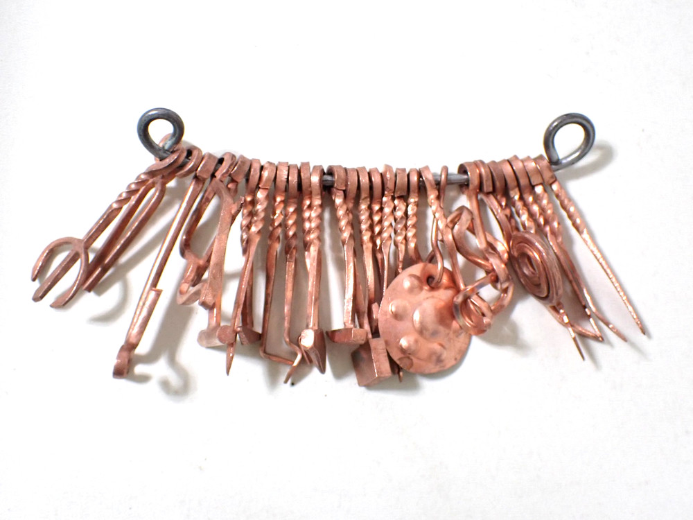Mongolian Shaman Exorcism protective miniature 27 tools instrument Copper