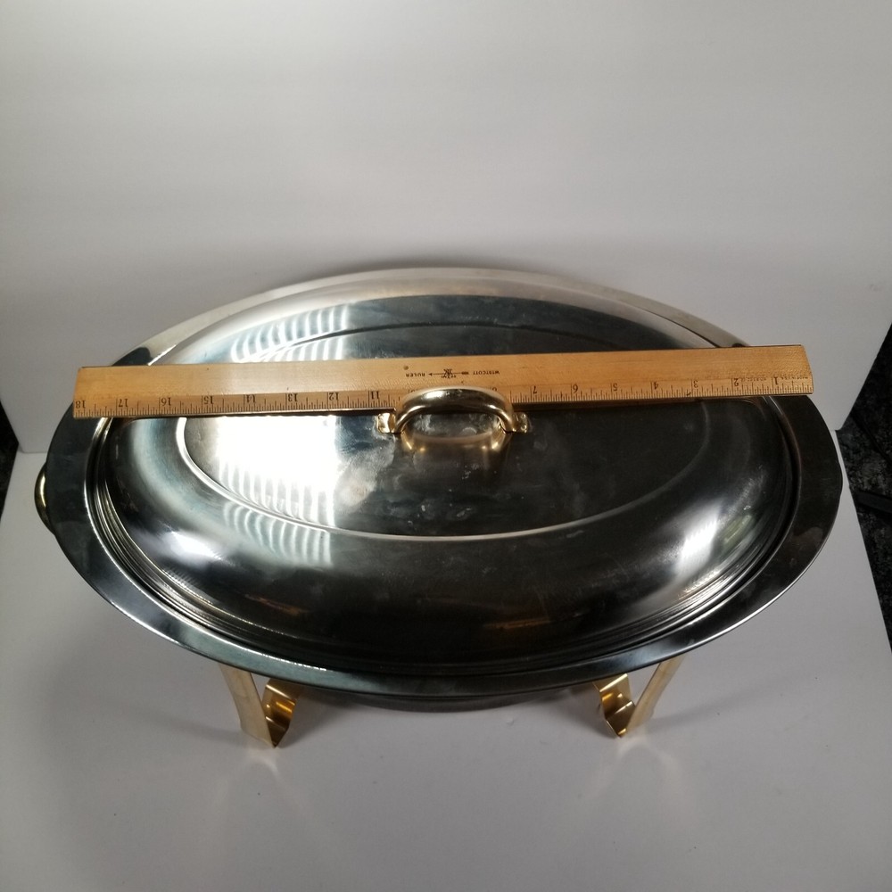 Sunnex Footed Chafing Dish Buffet Server Warming Tray Double Burner 18" x 12"