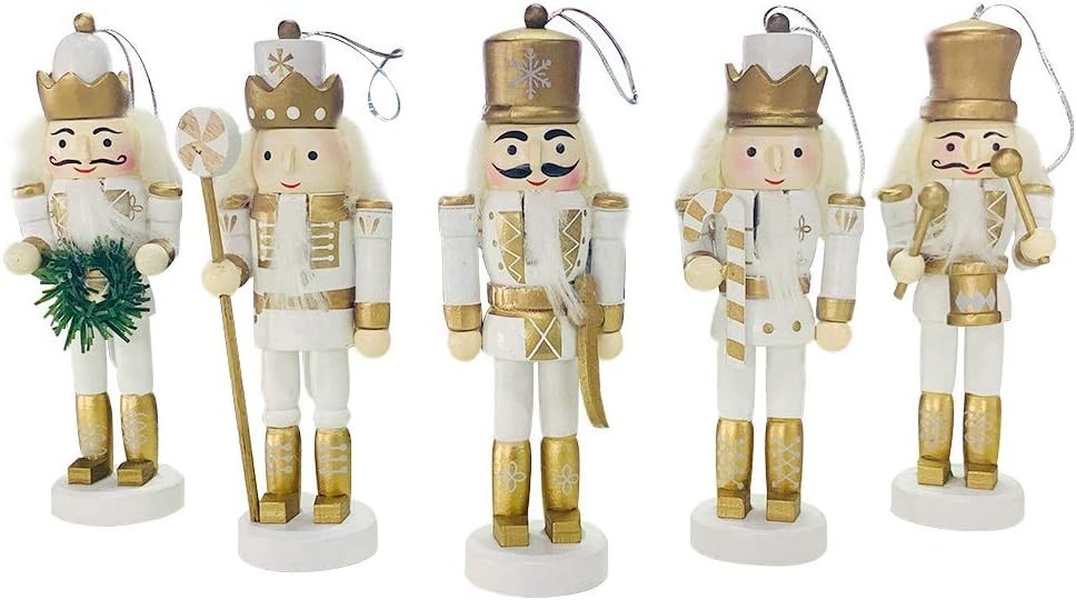 Christmas Nutcracker Ornaments Set Wooden Nutcrackers Hanging Decorations for...