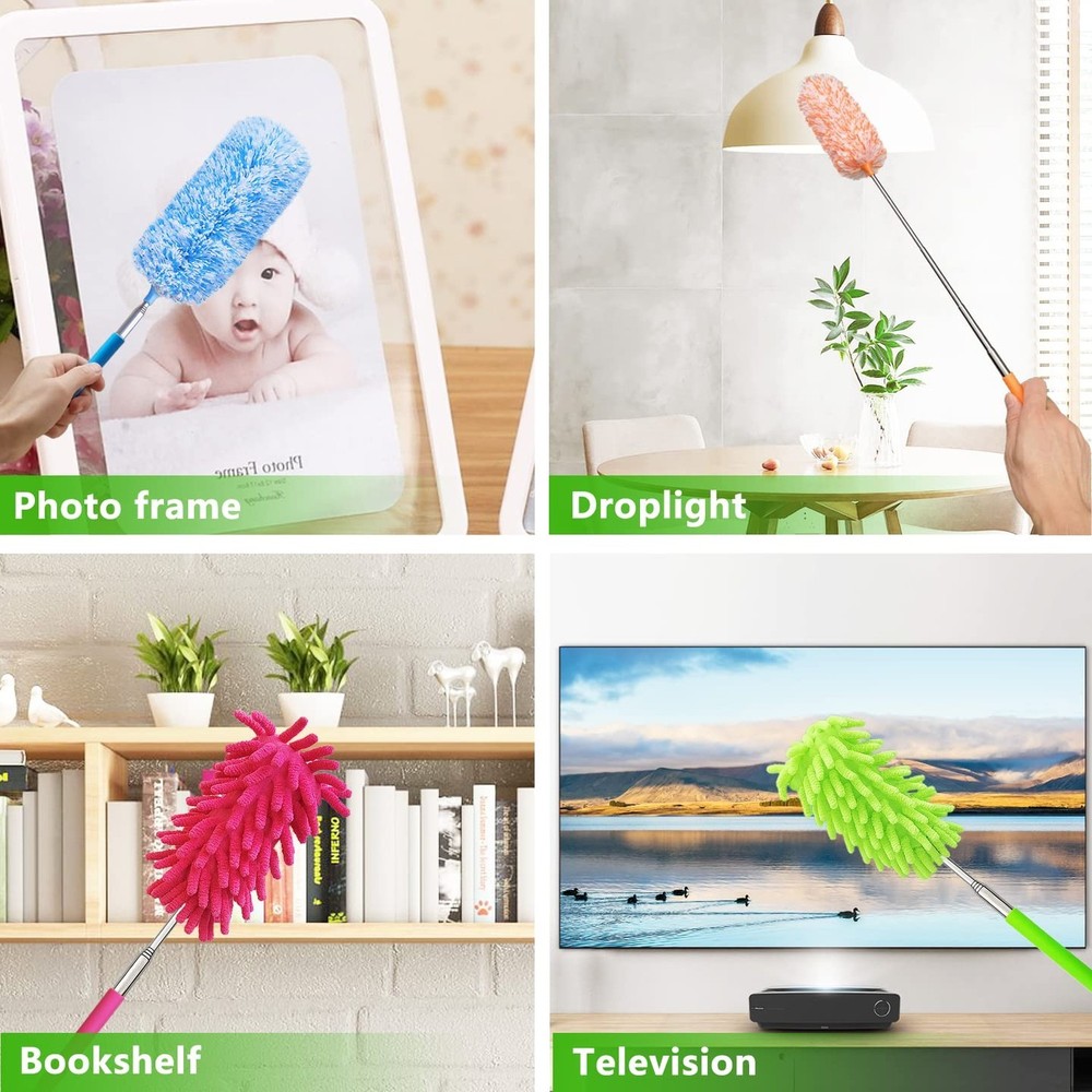 4 pcs Extendable and Washable Microfibre Feather Duster,13" to 30" Reachable,...