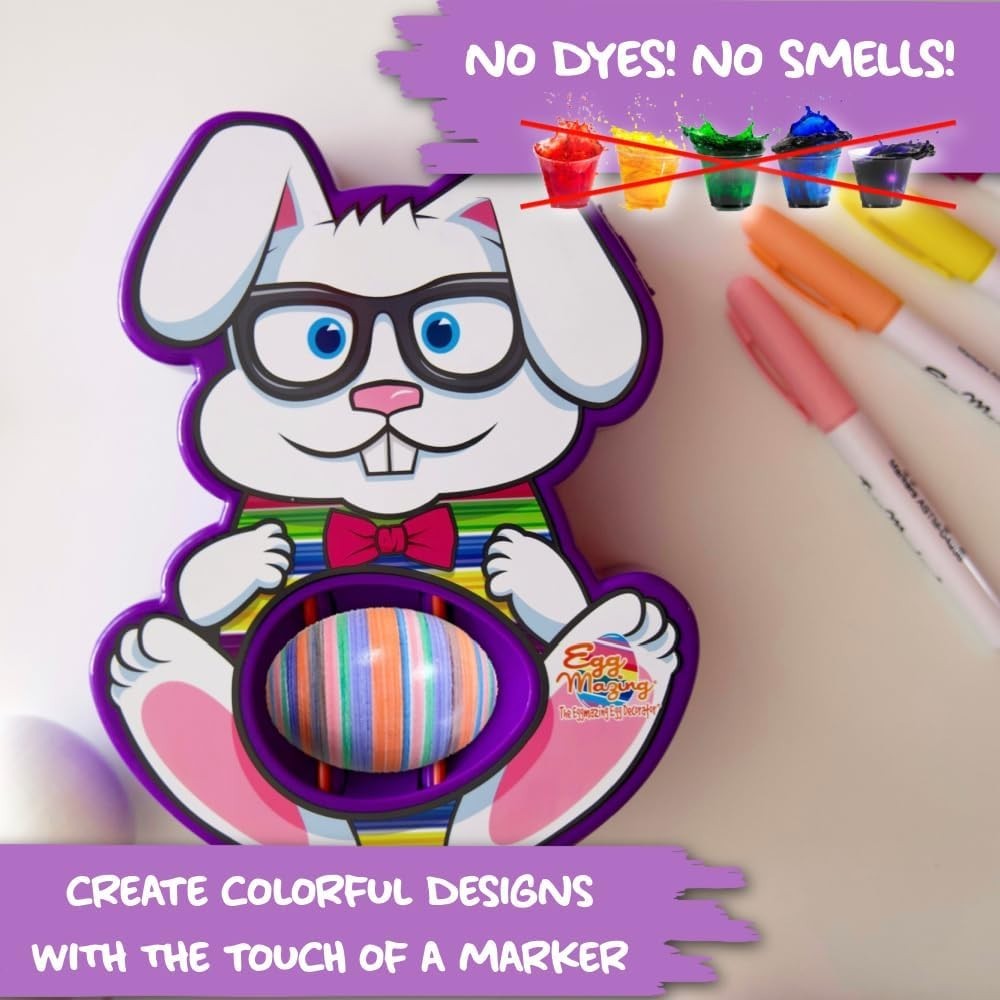 Eggmazing Easter Egg Decorator Kit - Includes Bunny Egg Decorating Spinner Arts