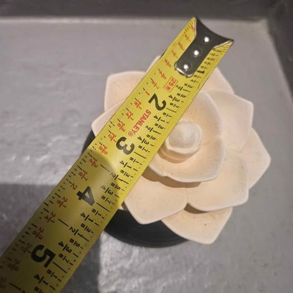 Party Lite Ceramic Rose Diffuser 4" x 3" Black Base Cream Colored Rose