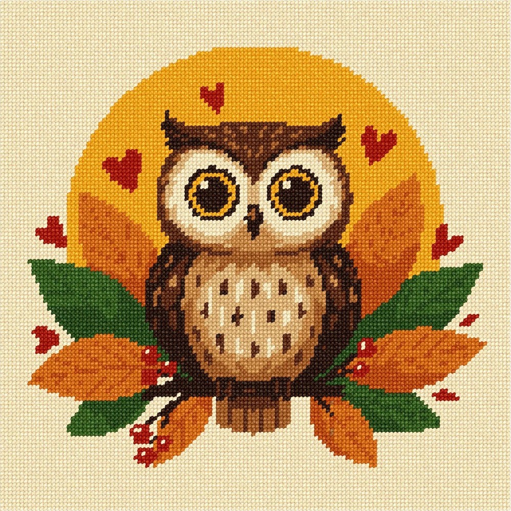 Love Owl Needlepoint Kit or Canvas