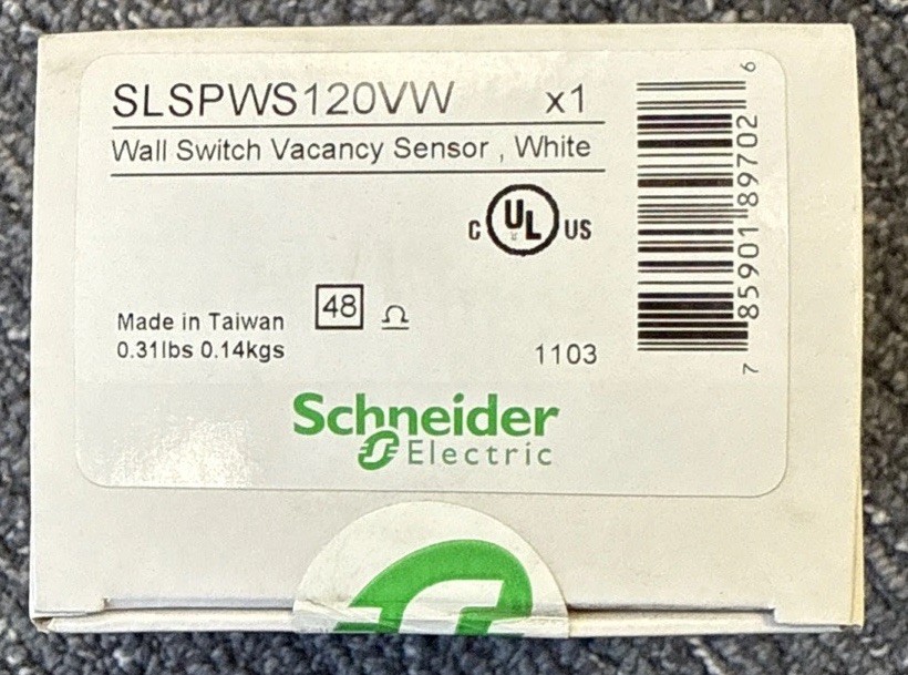 Schneider Electric SLSPWS120VW Wall Switch Vacancy Sensor, White, 120 VAC