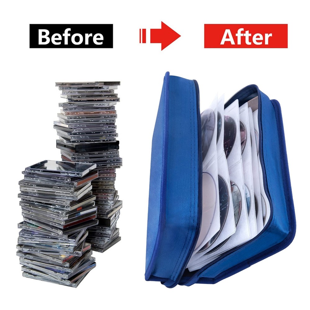 Siveit DVD Case, 128 Capacity CD/DVD Case Wallet Binder Storage Holder