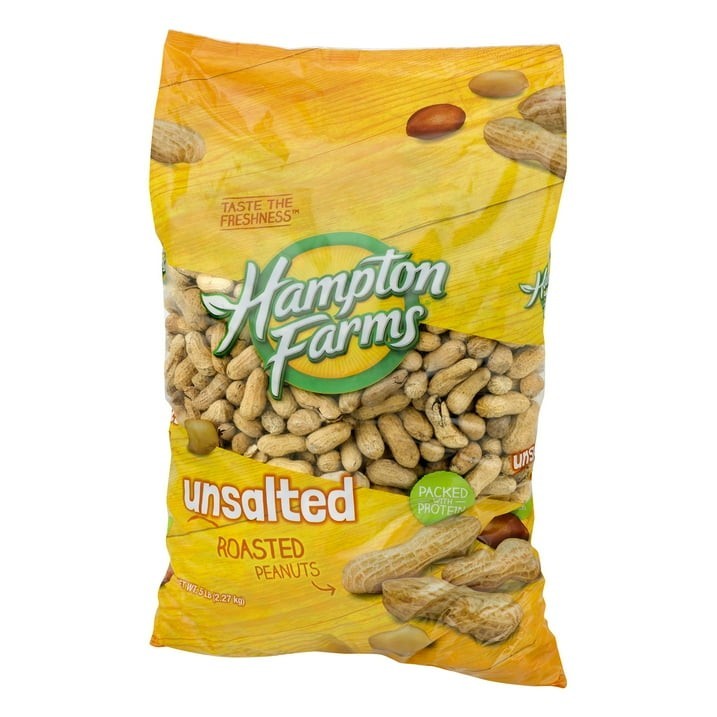 6 Pack - Hampton Farms Unsalted In-Shell Peanuts (5 lbs.)