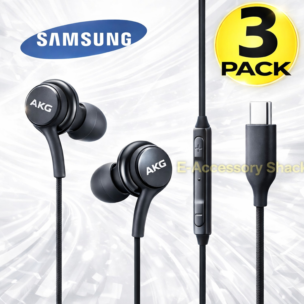 3 Pack USB-C Earbuds Earphones Stereo Braided Cable OEM Original Samsung AKG