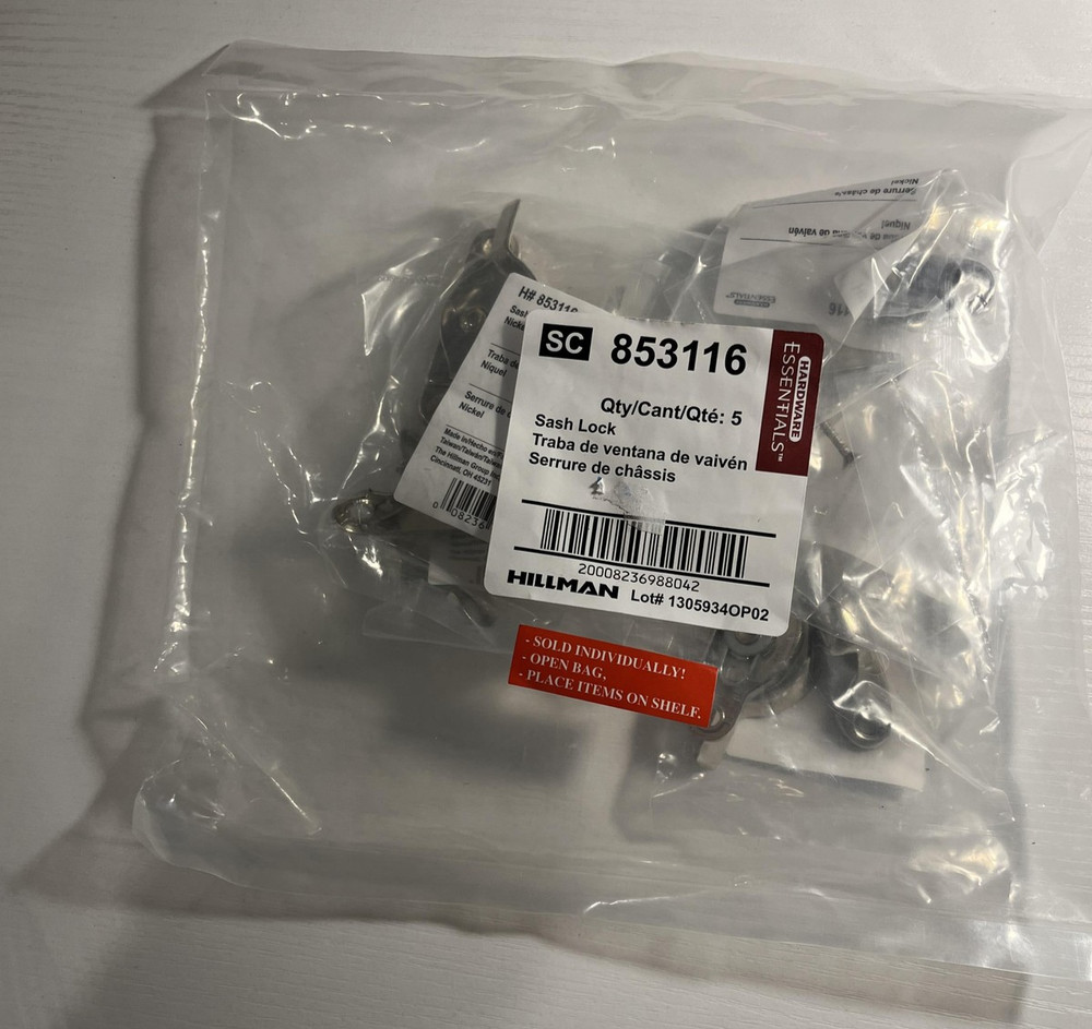 9pk Hillman Hardware Essentials Window Sash Lock Nickel Silver Set 853116