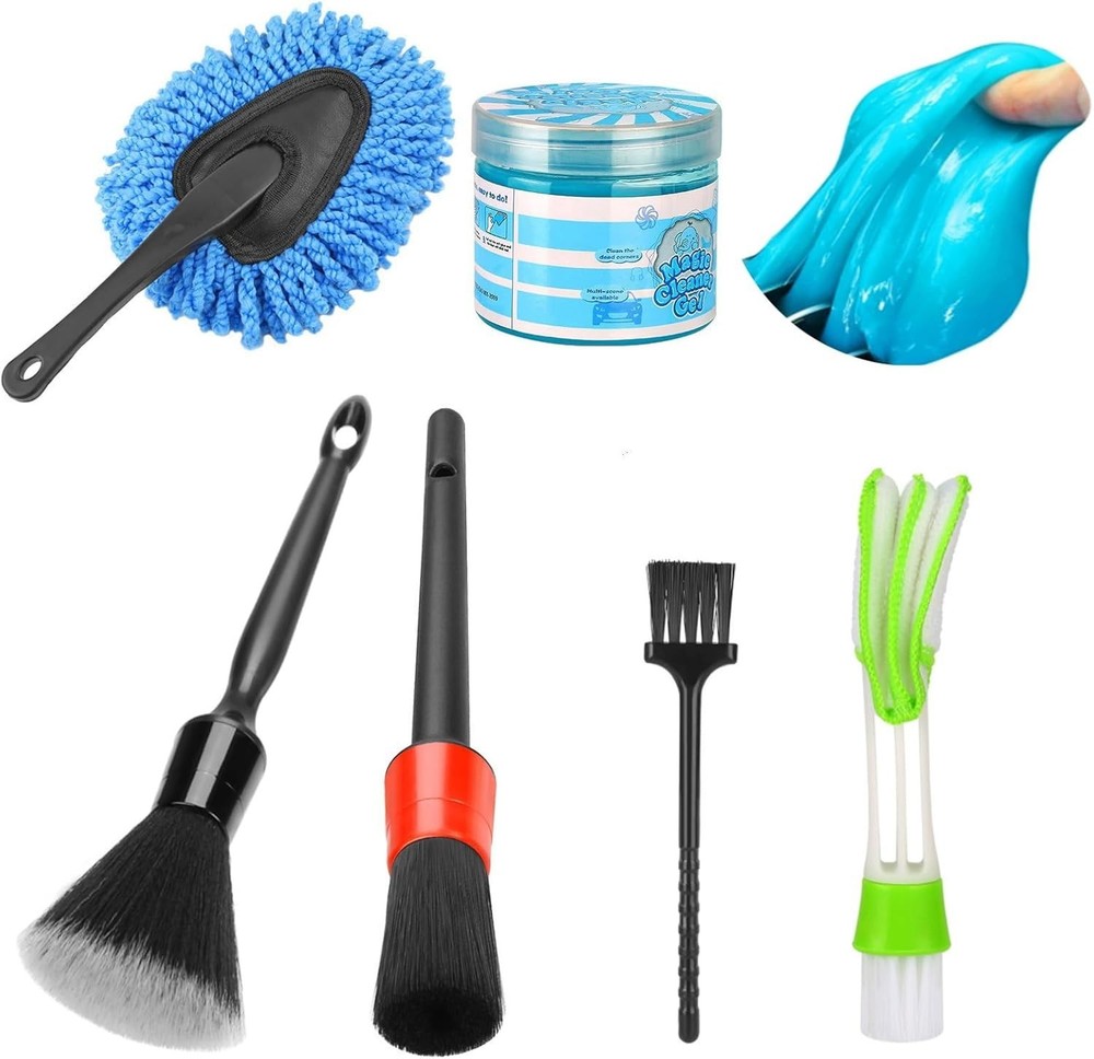 Comprehensive Microfiber Car Detailing Brush & Gel Kit for Pristine Interiors