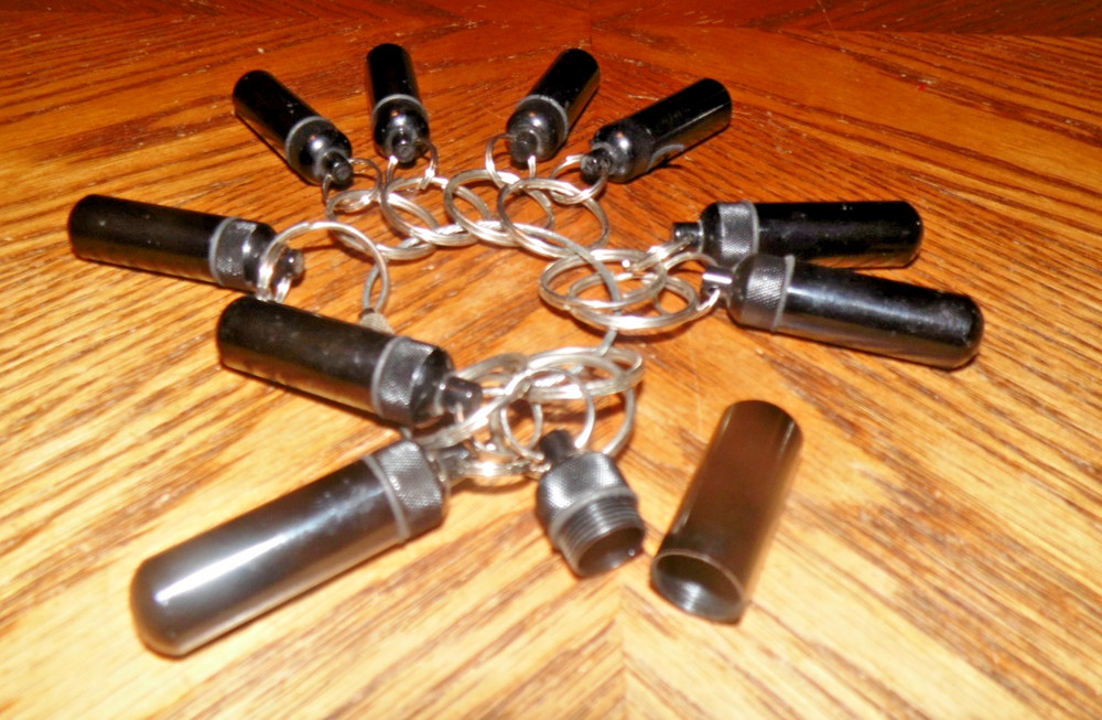 Black Pill Container for Keychain, 10 count