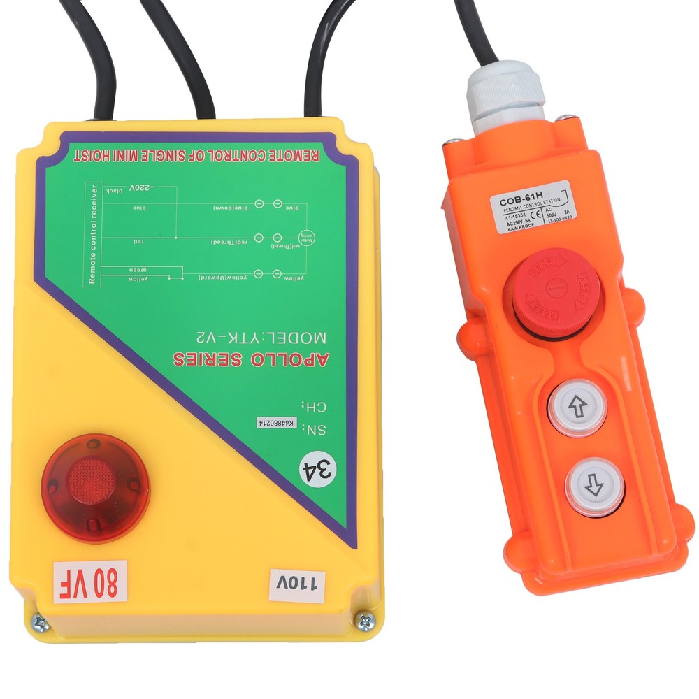Electric Hoist 1320lbs with Wireless Remote Control,14ft Wired Remote Control
