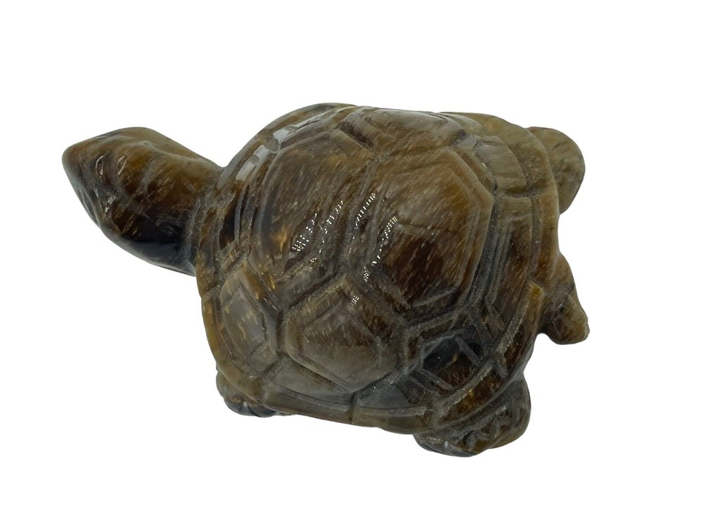 Stone Turtle Figurine Tortoise Shell Miniature Brown Abstract Art