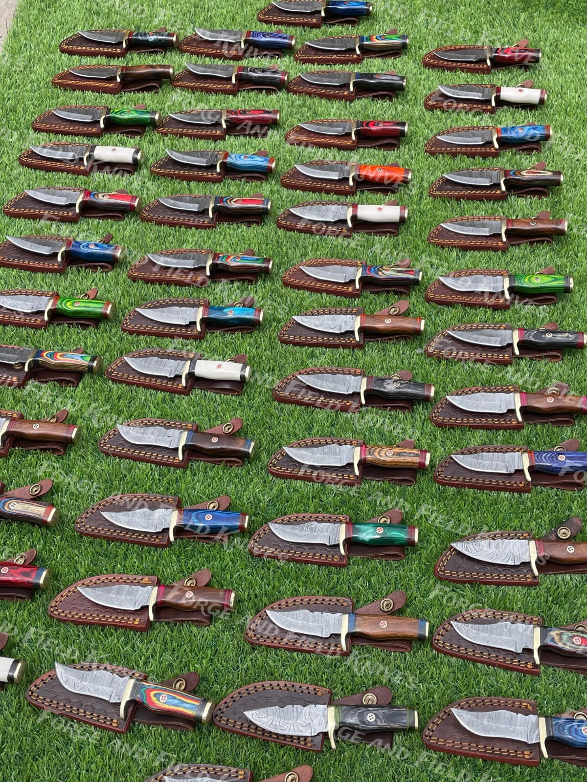 Set of 20 Custom Handmade Damascus Steel 6" Camping & Hunting Knives - From USA