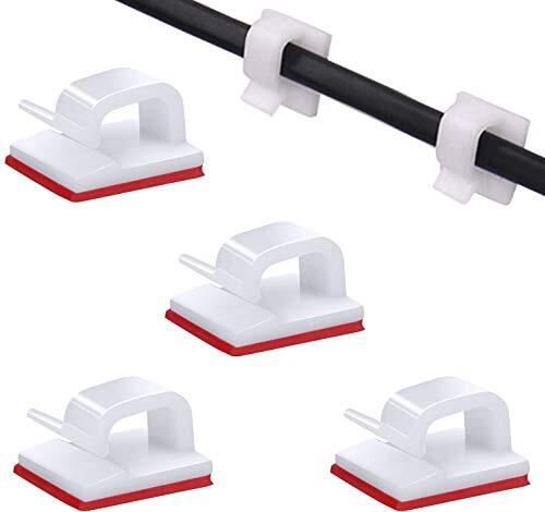 100 Pcs Self Adhesive Cable Management Clips, Cable Organizers Sticky White