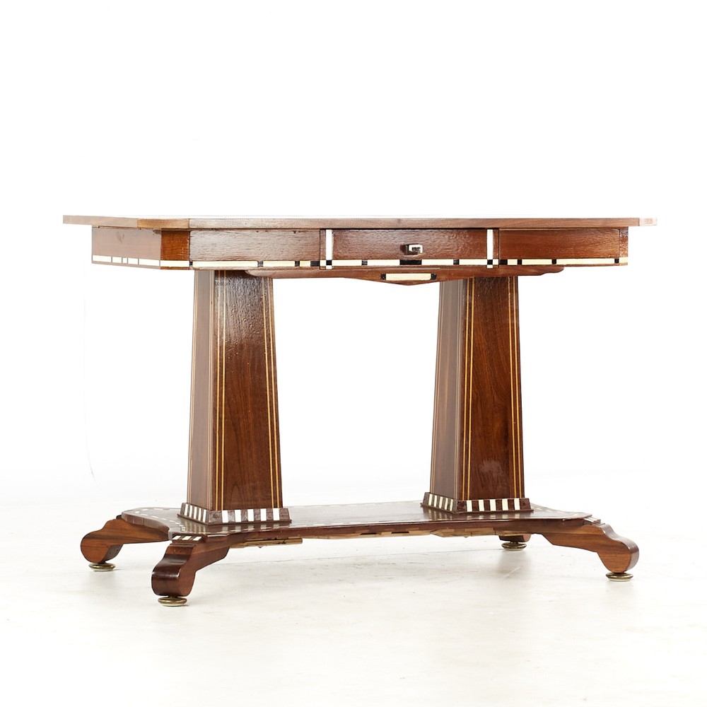 Inlaid Art Deco Pedestal Console Table