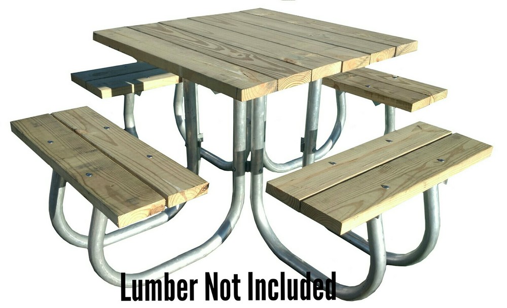 Square Picnic Table Frame All Aluminum, 46 inch Square Table Top~Frame Only