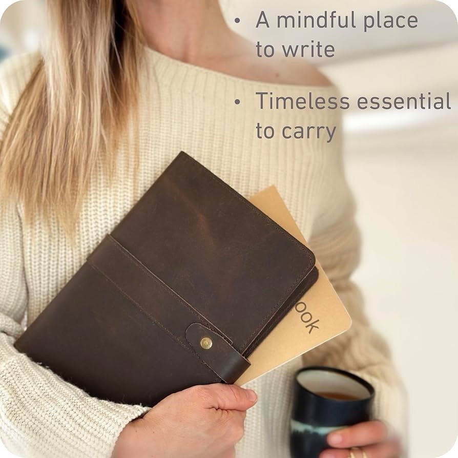 Refillable Genuine Leather Journal for Women & Men 5x8 Notebook for Work, Sketch