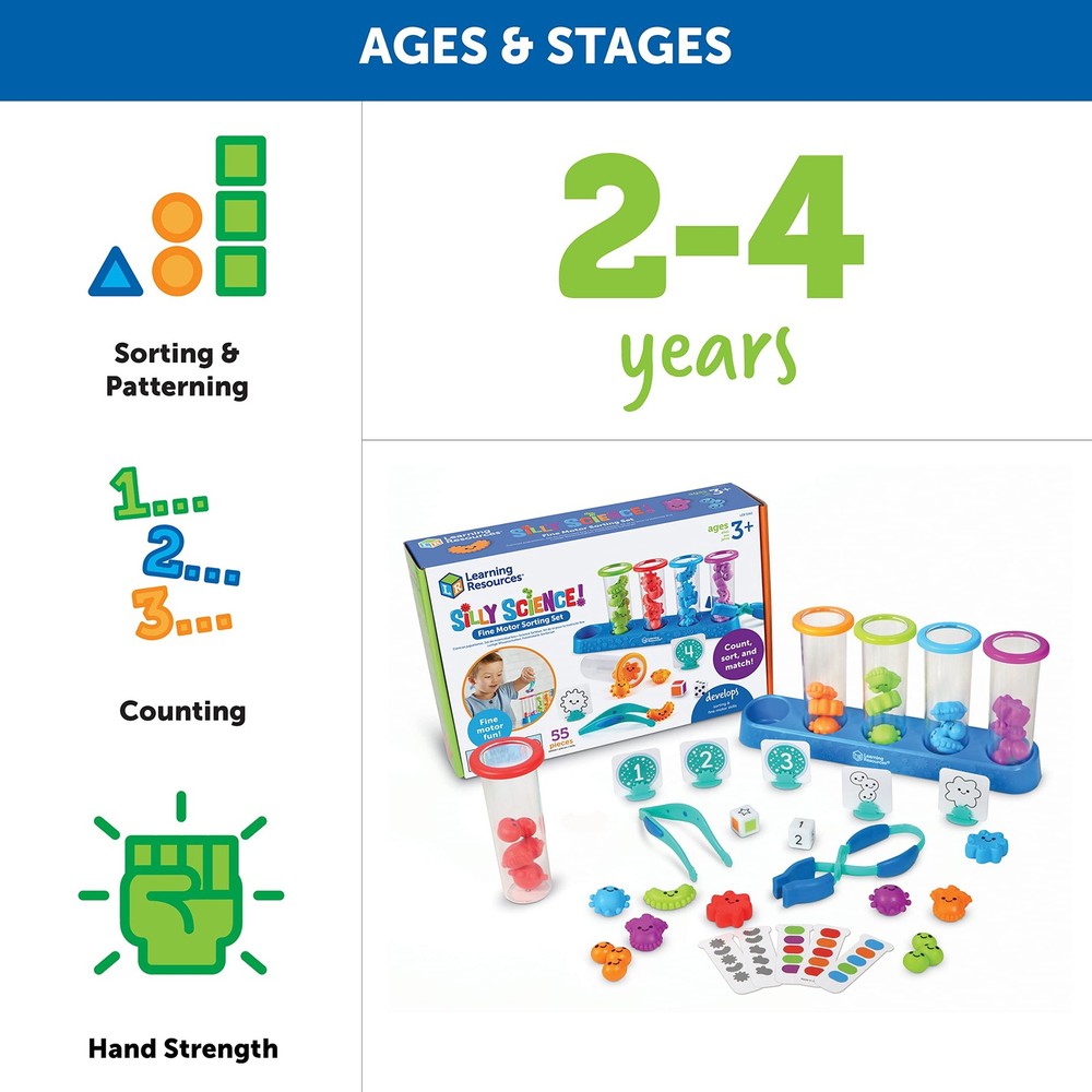 Learning Resources Silly Science Fine Motor Sorting Set - 55 Medium, Multi