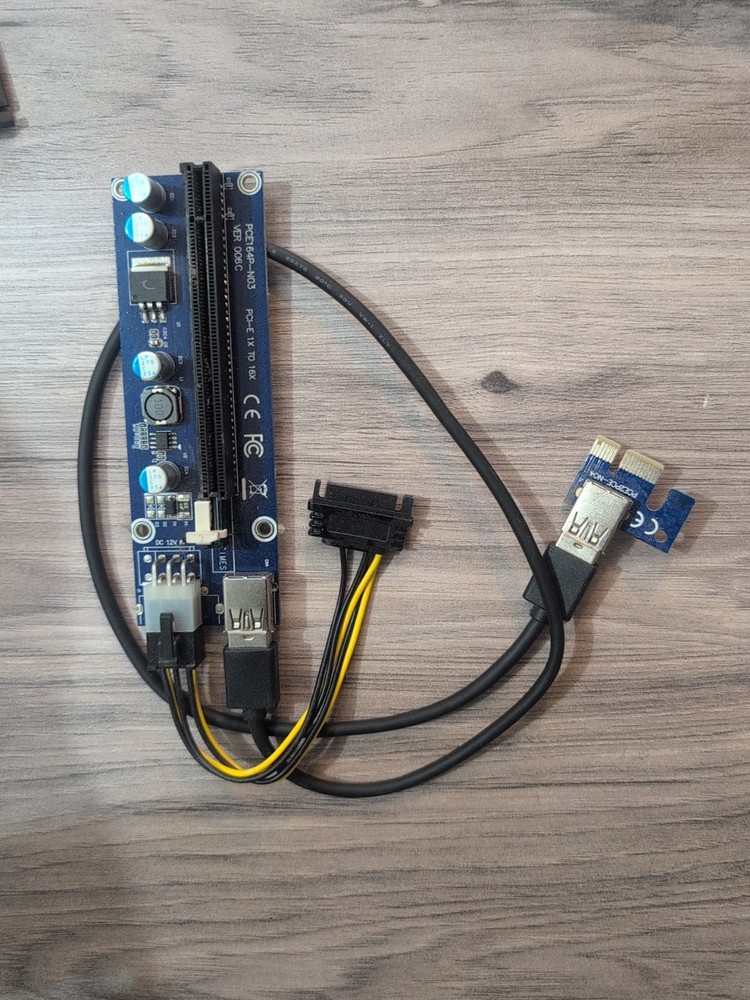 PCI-E 1x to 16x Powered USB 3.0 Crypto Mining GPU Riser Extender Adapter 6 Piece